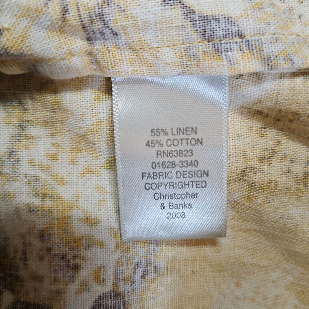 Christopher & Banks Linen Blend Yellow Floral Jean Style Jacket Size S - Picture 9 of 10